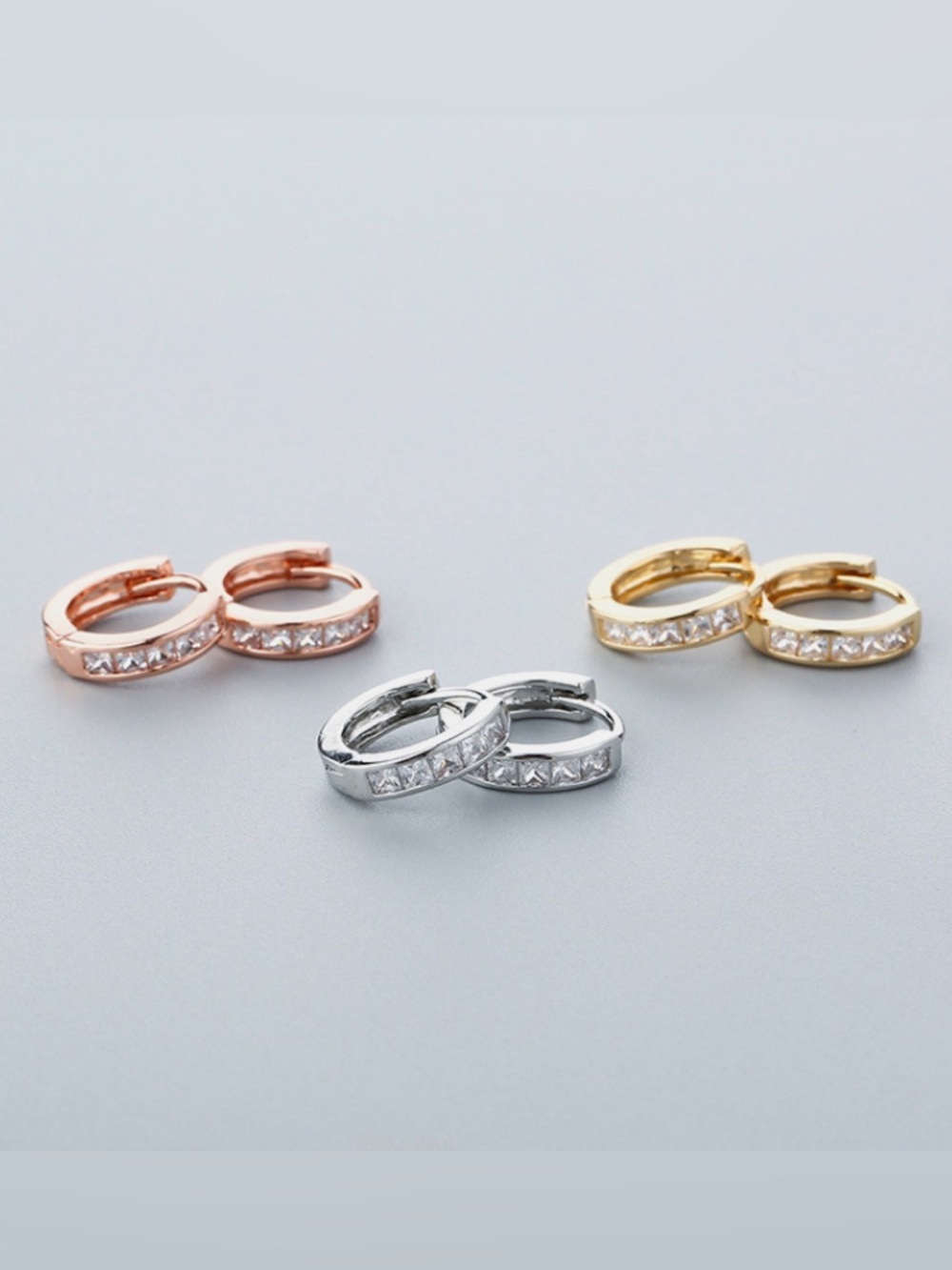 Classic Crystal Huggie Hoop Earrings - Silver